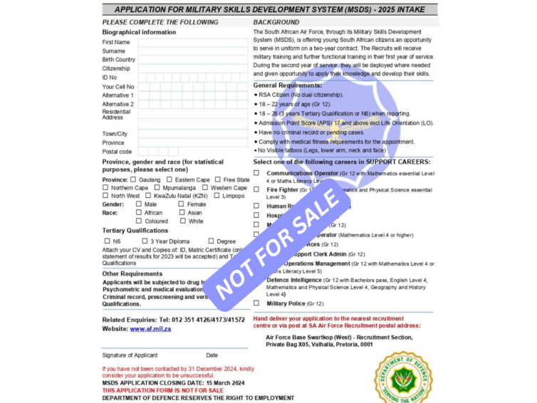 SA Army 2025 Application Guide